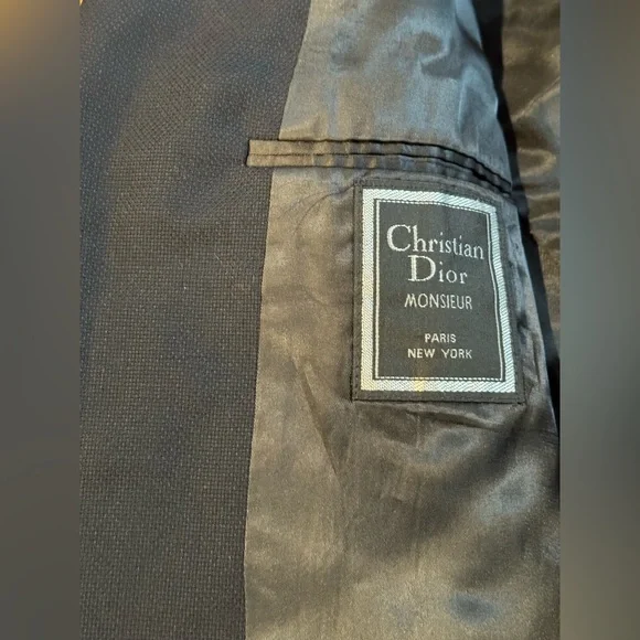 Christian Dior Monsieur Navy Blue Woven Lined Blazer Jacket L - Picture 2 of 3